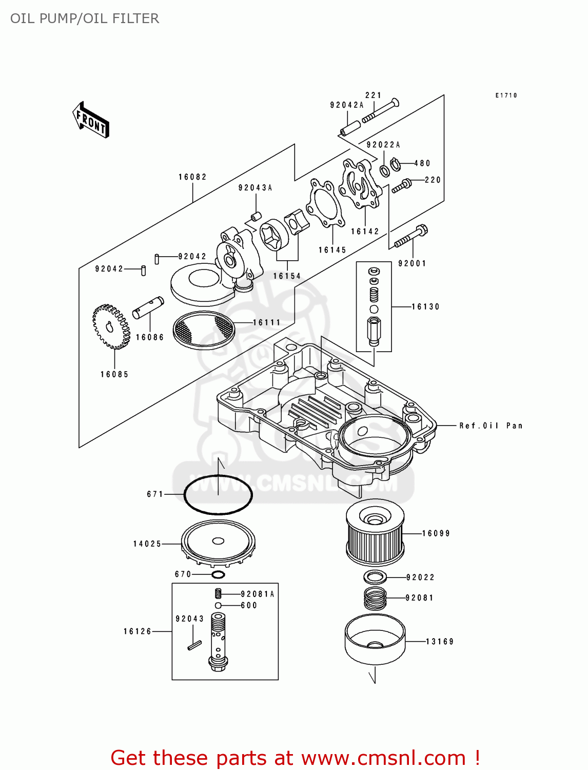 OIL PUMP/OIL FILTER ZL600B3 ELIMINATOR 600 1997 USA CALIFORNIA