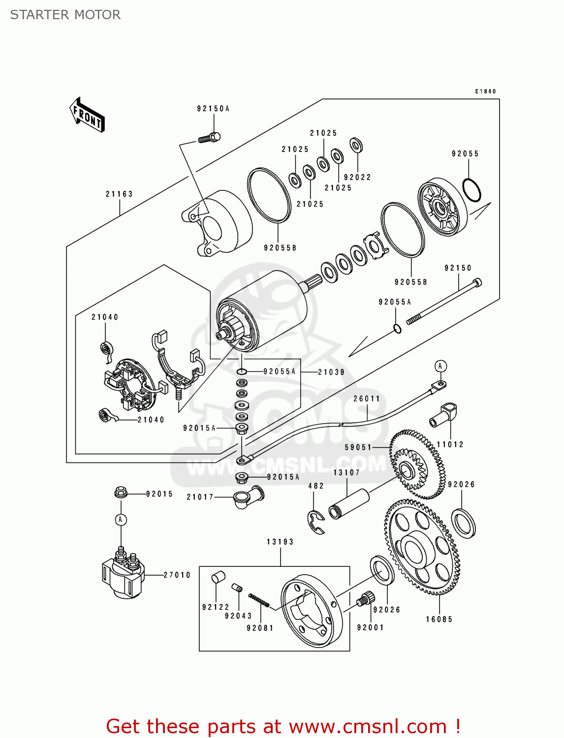 STARTER MOTOR ZL600B3 ELIMINATOR 600 1997 USA CALIFORNIA