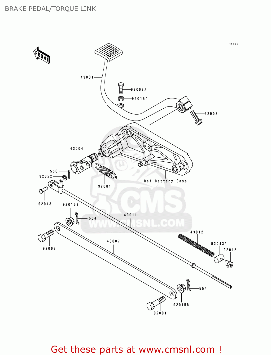 BRAKE PEDAL/TORQUE LINK ZL600B3 ELIMINATOR 600 1997 USA CALIFORNIA