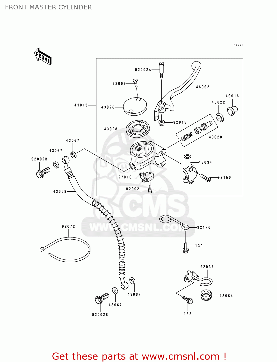 FRONT MASTER CYLINDER ZL600B3 ELIMINATOR 600 1997 USA CALIFORNIA