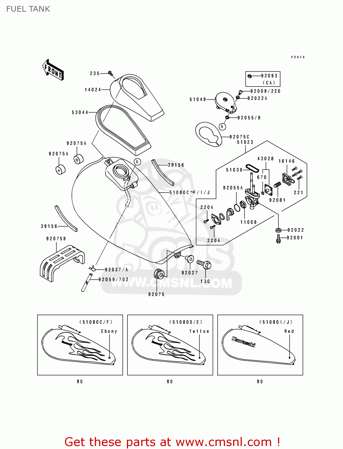 FUEL TANK ZL600B3 ELIMINATOR 600 1997 USA CALIFORNIA