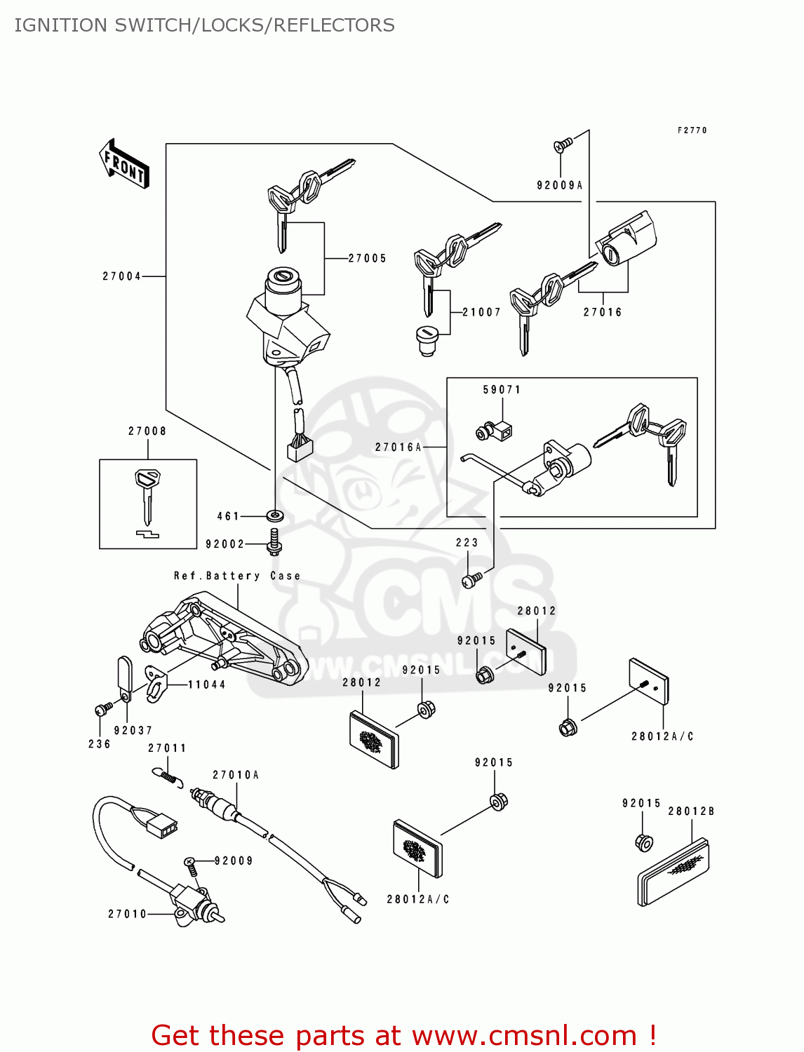 IGNITION SWITCH/LOCKS/REFLECTORS ZL600B3 ELIMINATOR 600 1997 USA CALIFORNIA