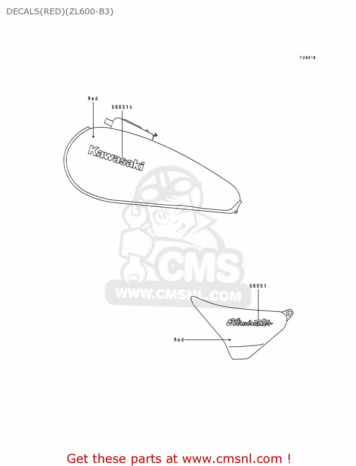 DECALS(RED)(ZL600-B3) ZL600B3 ELIMINATOR 600 1997 USA CALIFORNIA