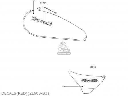 DECALS(RED)(ZL600-B3) - ZL600B3 ELIMINATOR 600 1997 USA CALIFORNIA