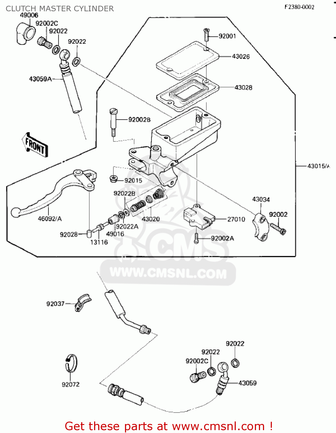 CLUTCH MASTER CYLINDER ZL900A1 ELIMINATOR 1985 USA CALIFORNIA CANADA