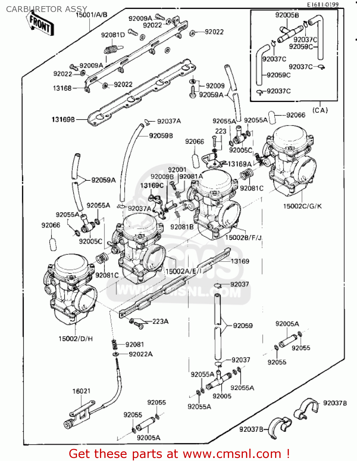 CARBURETOR ASSY ZL900A1 ELIMINATOR 1985 USA CALIFORNIA CANADA