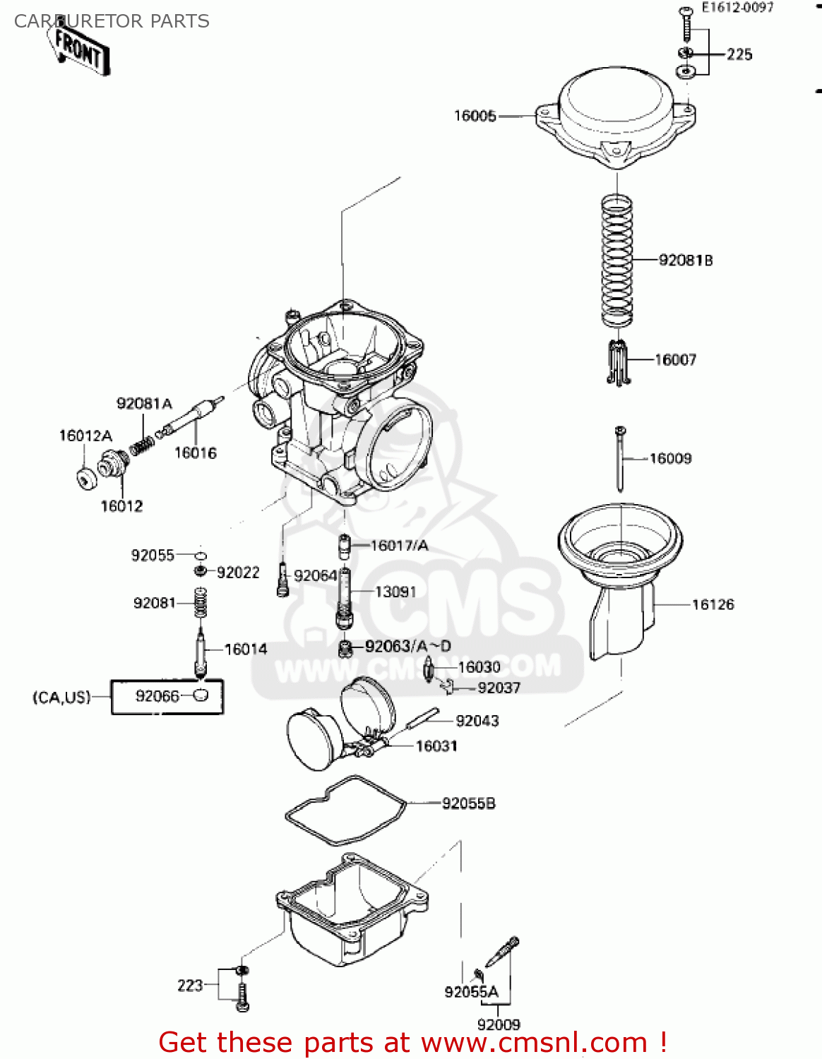 CARBURETOR PARTS ZL900A1 ELIMINATOR 1985 USA CALIFORNIA CANADA