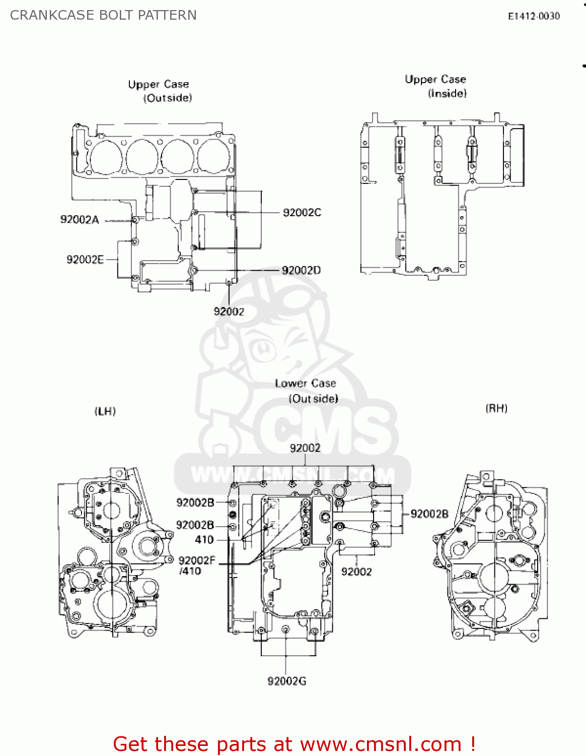 CRANKCASE BOLT PATTERN ZL900A1 ELIMINATOR 1985 USA CALIFORNIA CANADA