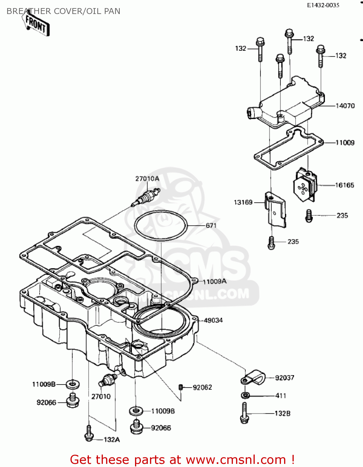 BREATHER COVER/OIL PAN ZL900A1 ELIMINATOR 1985 USA CALIFORNIA CANADA