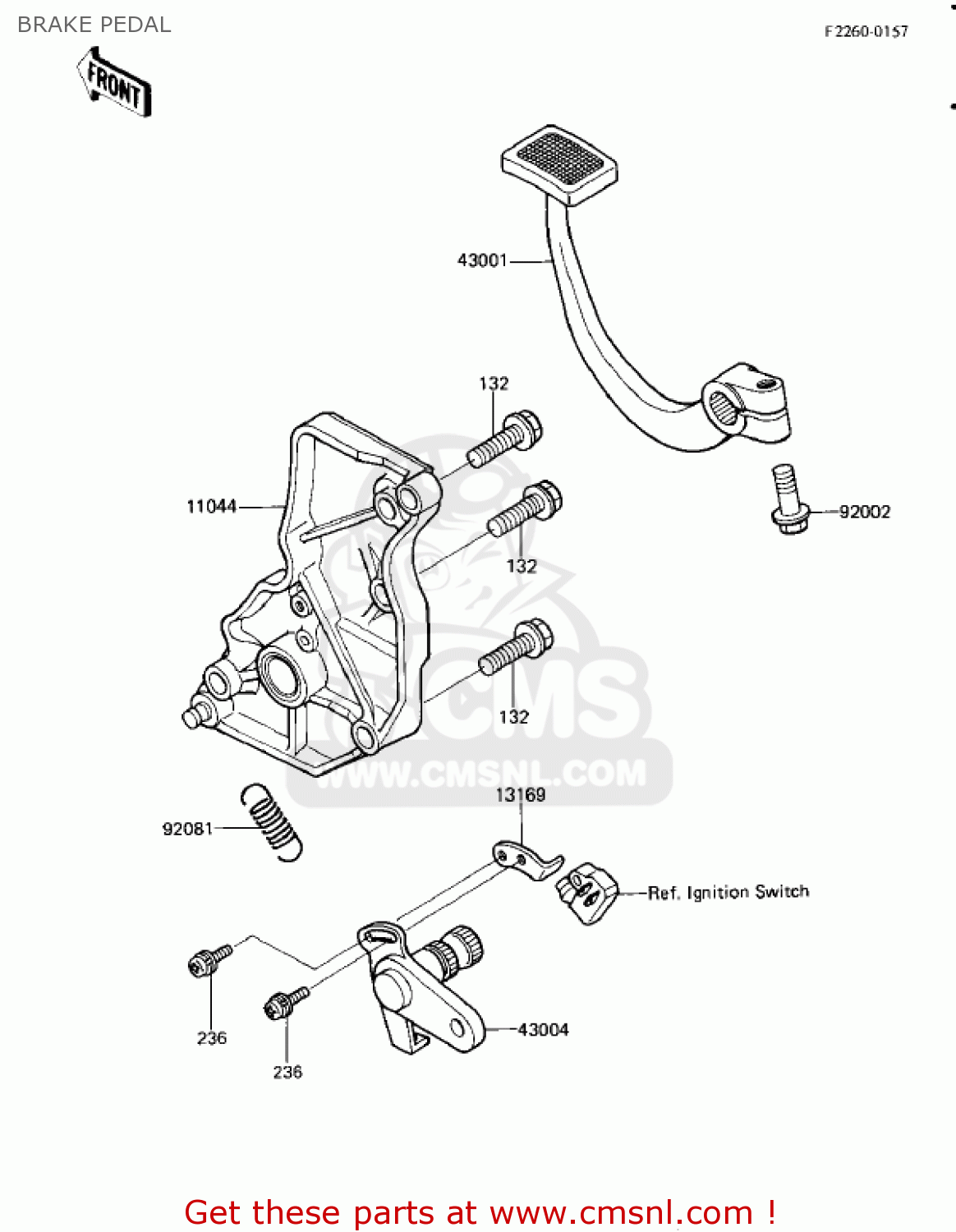 BRAKE PEDAL ZL900A1 ELIMINATOR 1985 USA CALIFORNIA CANADA