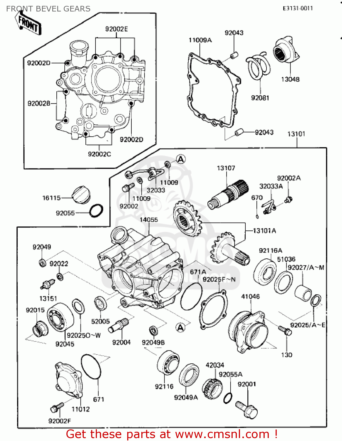 FRONT BEVEL GEARS ZL900A1 ELIMINATOR 1985 USA CALIFORNIA CANADA