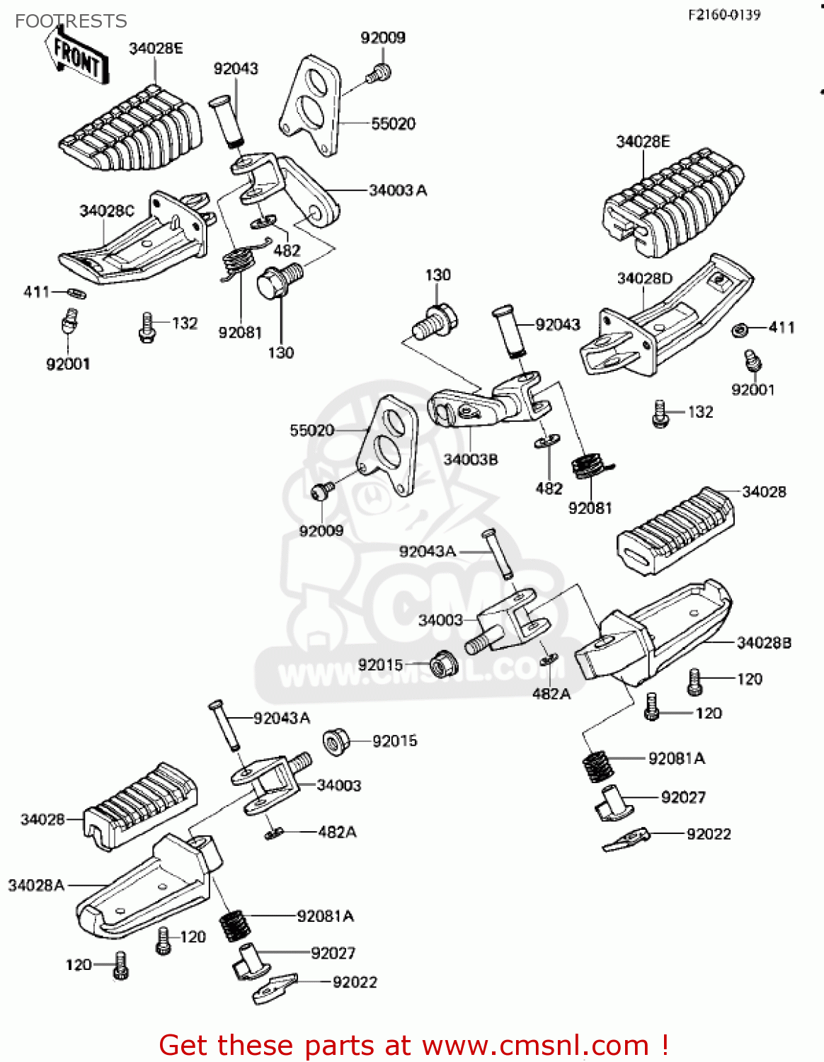 FOOTRESTS ZL900A1 ELIMINATOR 1985 USA CALIFORNIA CANADA