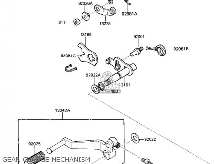 GEAR CHANGE MECHANISM - ZL900A1 ELIMINATOR 1985 USA CALIFORNIA CANADA