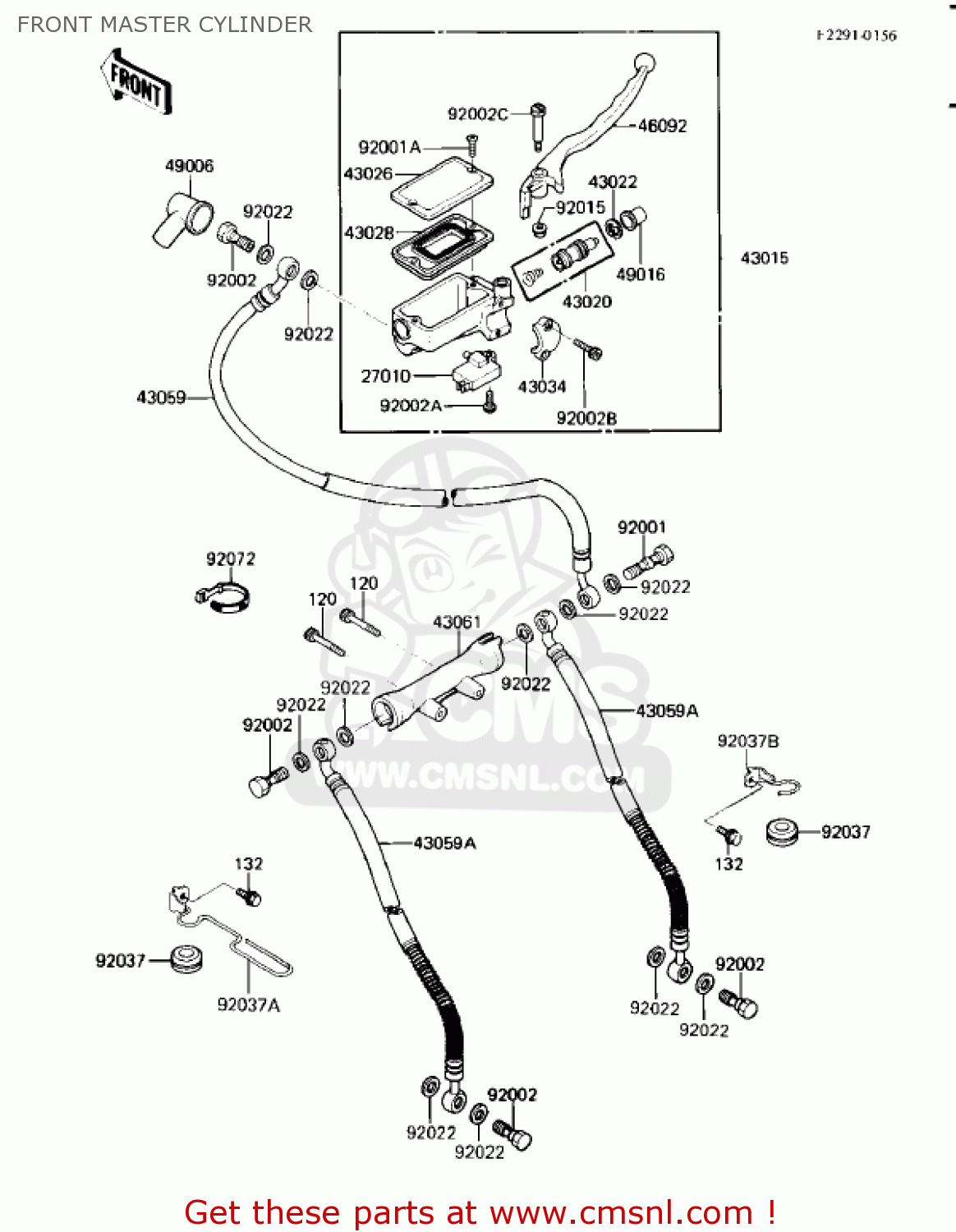 FRONT MASTER CYLINDER ZL900A2 ELIMINATOR 1986 USA CALIFORNIA CANADA