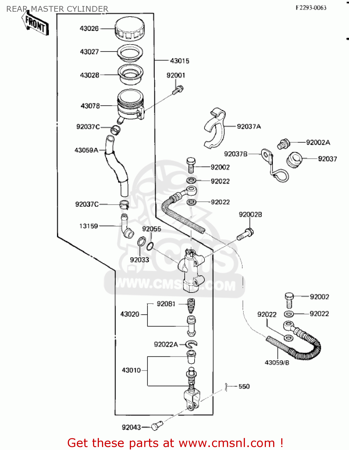 REAR MASTER CYLINDER ZL900A2 ELIMINATOR 1986 USA CALIFORNIA CANADA
