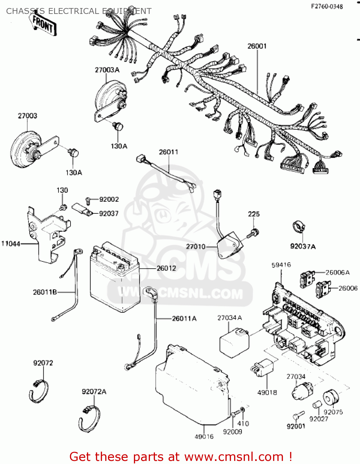 CHASSIS ELECTRICAL EQUIPMENT ZL900A2 ELIMINATOR 1986 USA CALIFORNIA CANADA