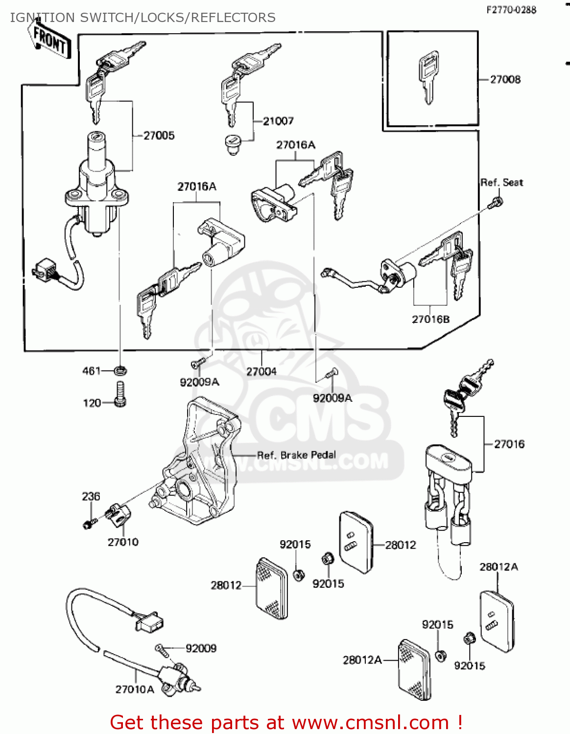 IGNITION SWITCH/LOCKS/REFLECTORS ZL900A2 ELIMINATOR 1986 USA CALIFORNIA CANADA