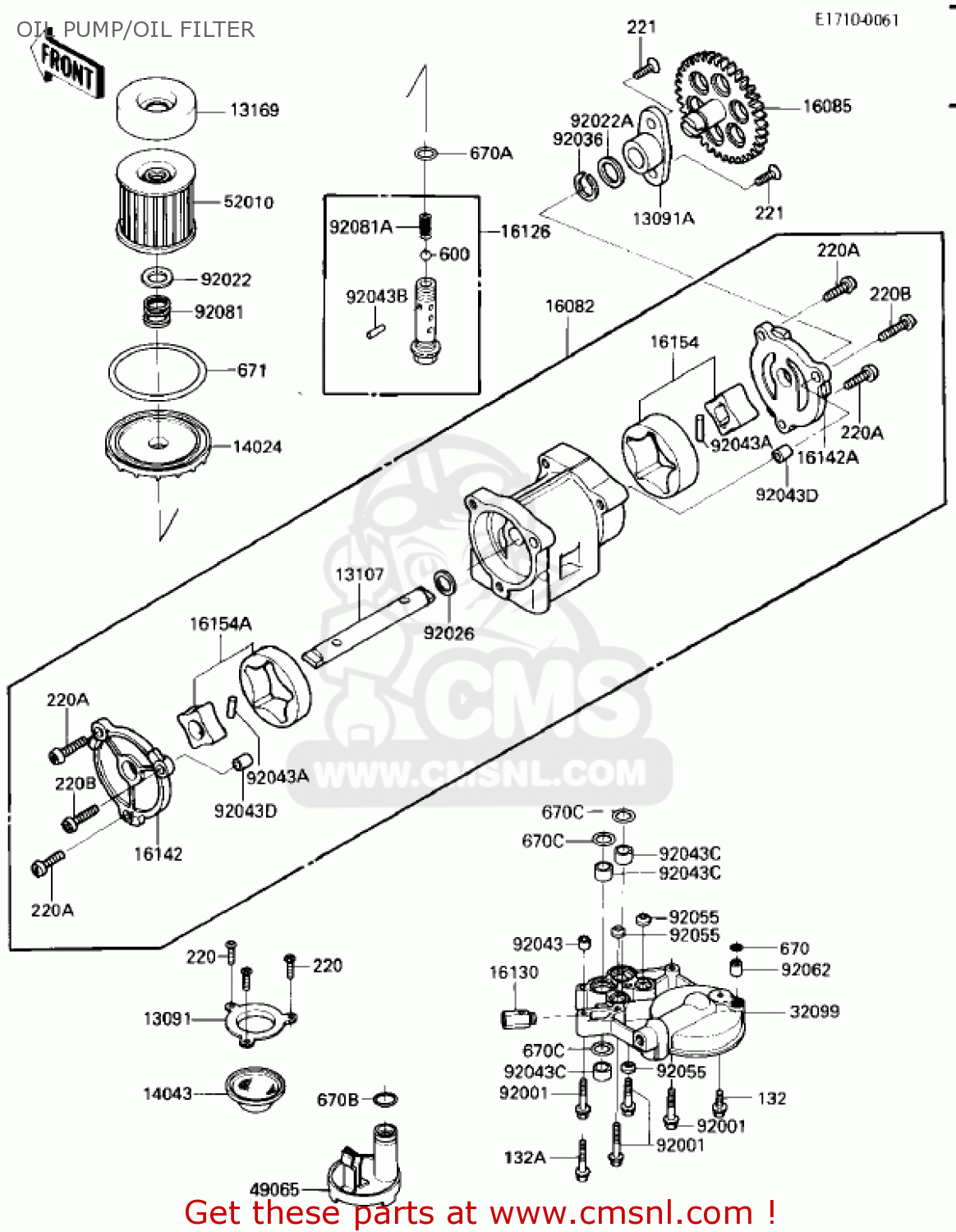 OIL PUMP/OIL FILTER ZL900A2 ELIMINATOR 1986 USA CALIFORNIA CANADA