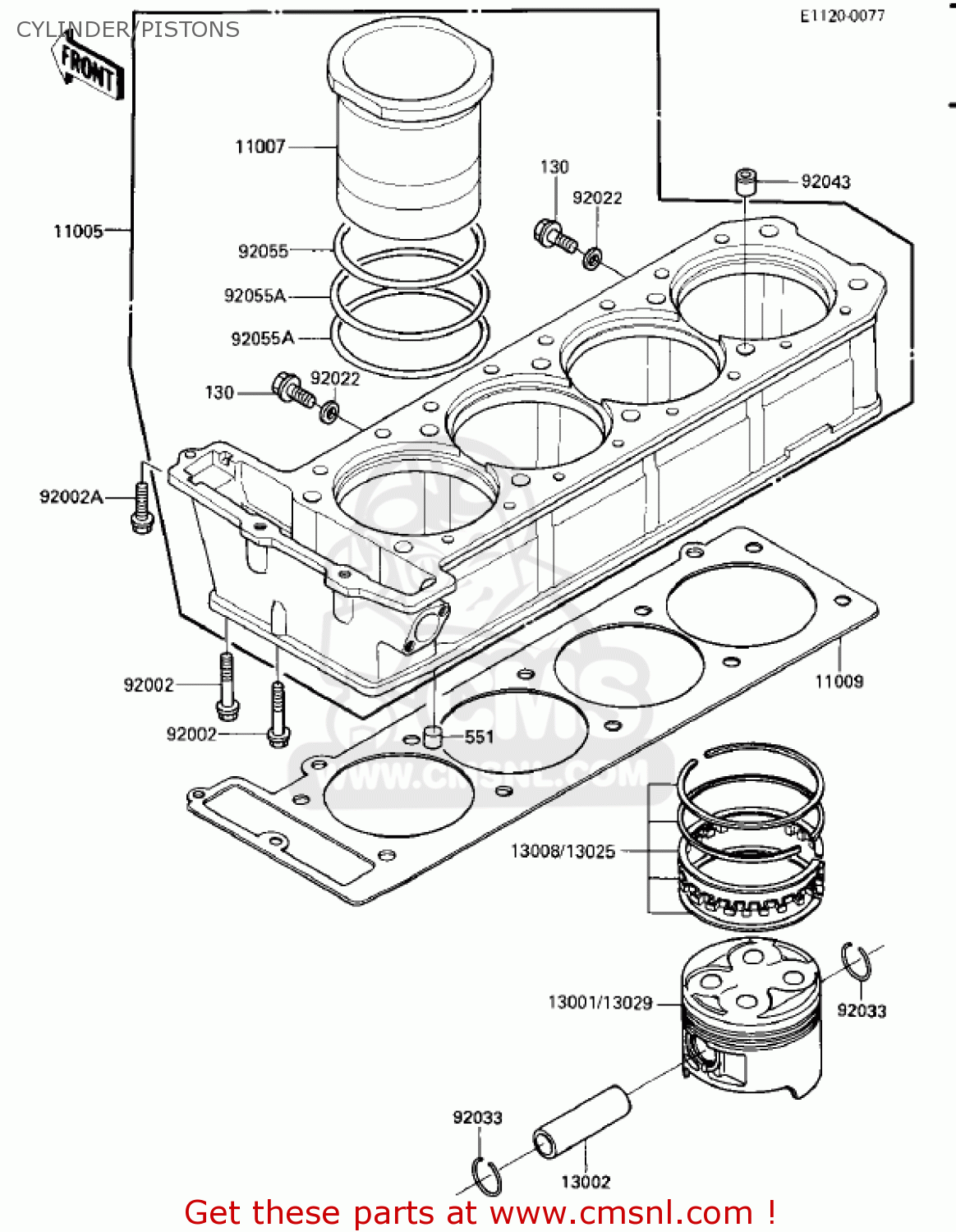 CYLINDER/PISTONS ZL900A2 ELIMINATOR 1986 USA CALIFORNIA CANADA