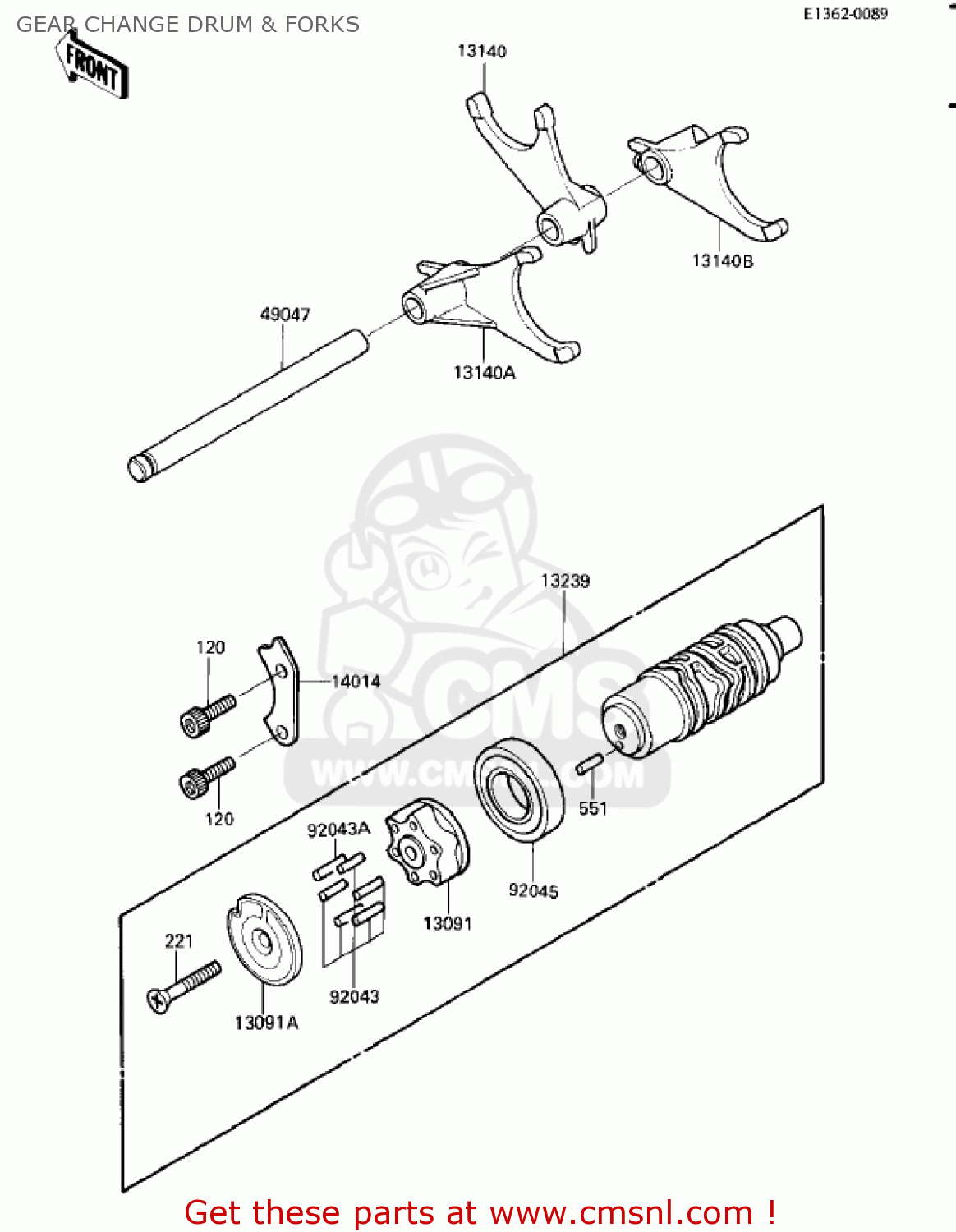 GEAR CHANGE DRUM & FORKS ZL900A2 ELIMINATOR 1986 USA CALIFORNIA CANADA