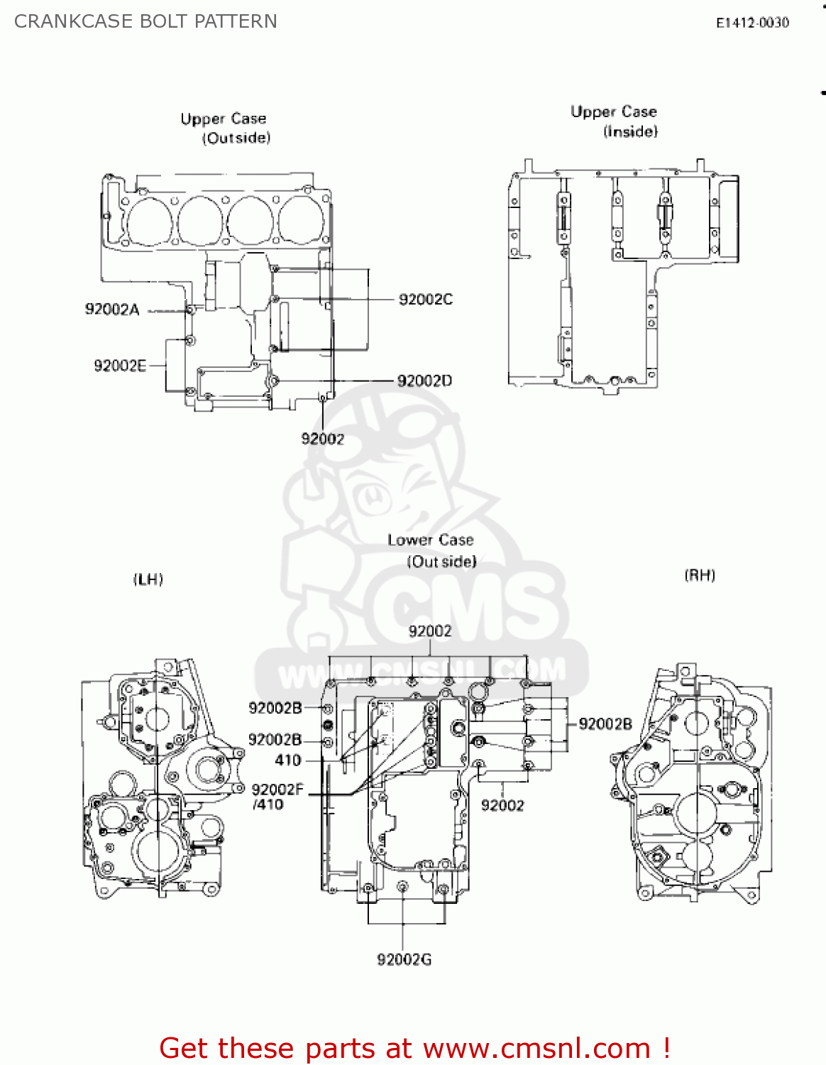 CRANKCASE BOLT PATTERN ZL900A2 ELIMINATOR 1986 USA CALIFORNIA CANADA