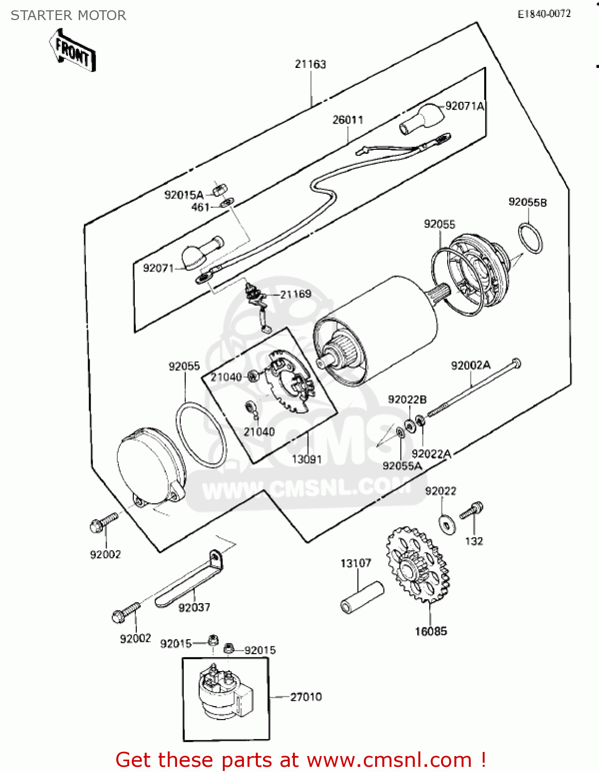 STARTER MOTOR ZL900A2 ELIMINATOR 1986 USA CALIFORNIA CANADA