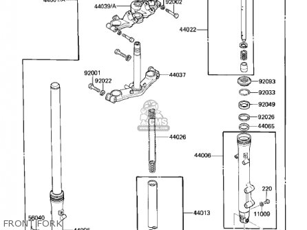 FRONT FORK - ZL900A2 ELIMINATOR 1986 USA CALIFORNIA CANADA