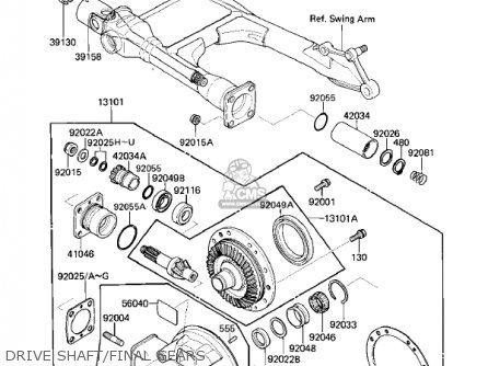 DRIVE SHAFT/FINAL GEARS - ZL900A2 ELIMINATOR 1986 USA CALIFORNIA CANADA