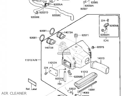 AIR CLEANER - ZL900A2 ELIMINATOR 1986 USA CALIFORNIA CANADA