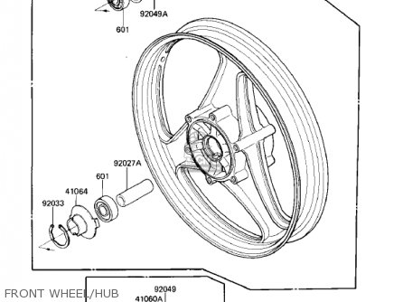 FRONT WHEEL/HUB - ZL900A2 ELIMINATOR 1986 USA CALIFORNIA CANADA