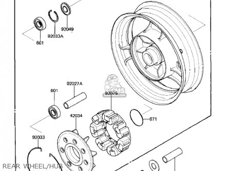 REAR WHEEL/HUB - ZL900A2 ELIMINATOR 1986 USA CALIFORNIA CANADA