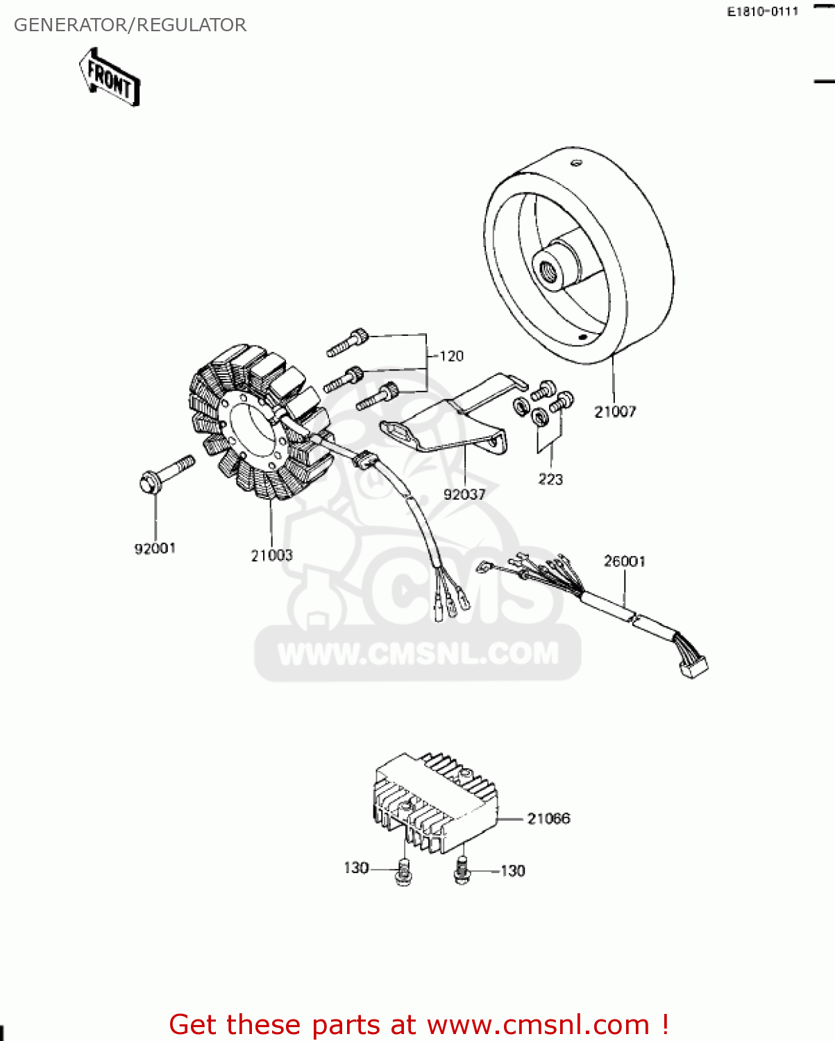 GENERATOR/REGULATOR ZN1100B1 SHAFT 1984 USA CALIFORNIA CANADA / LTD