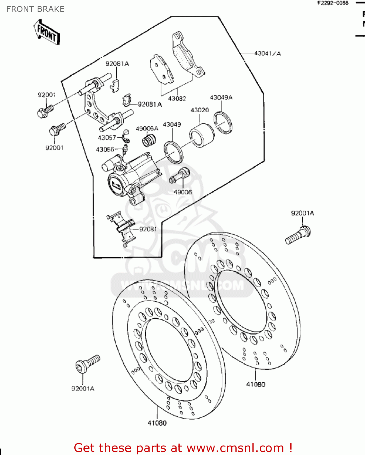 FRONT BRAKE ZN1100B1 SHAFT 1984 USA CALIFORNIA CANADA / LTD