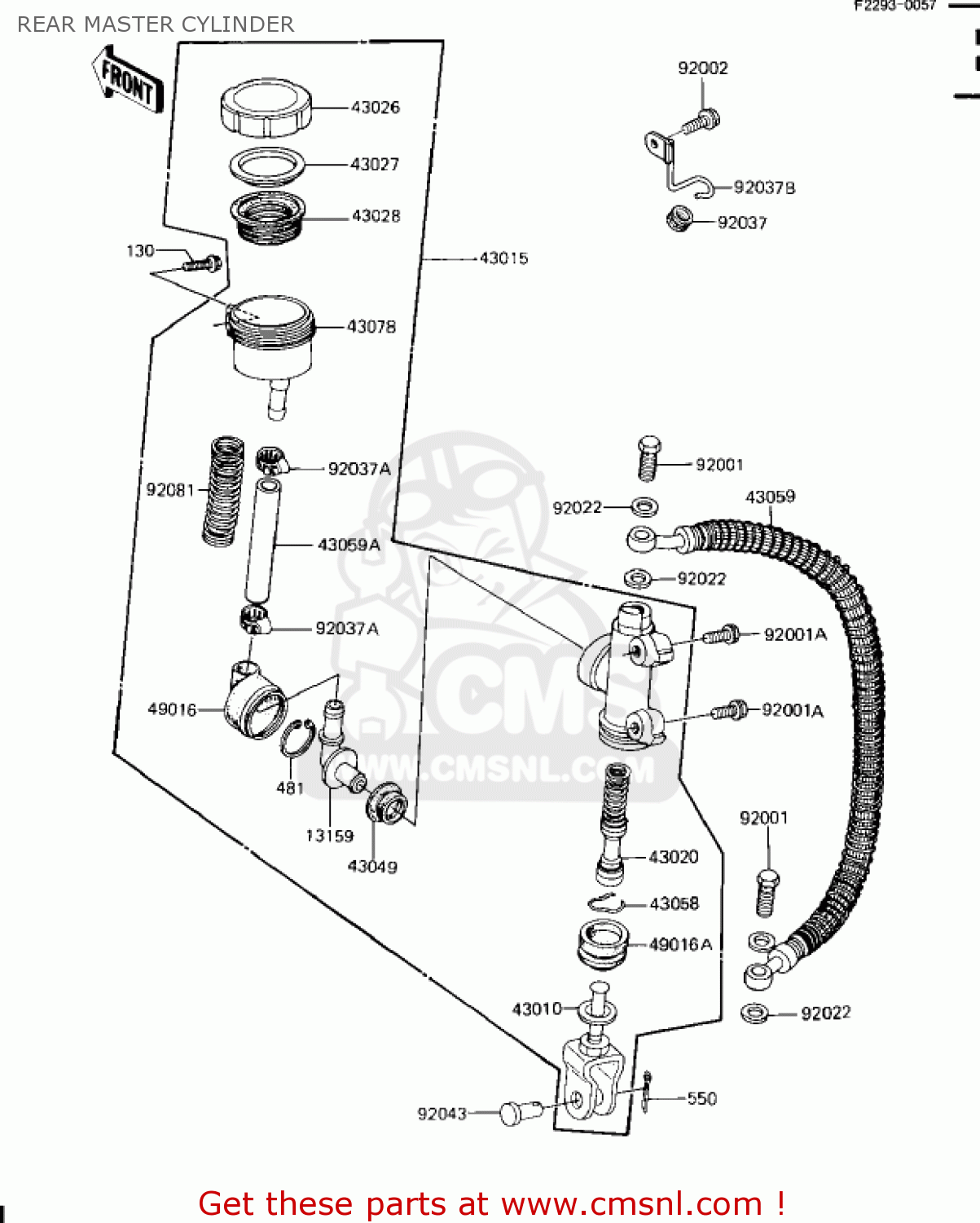 REAR MASTER CYLINDER ZN1100B1 SHAFT 1984 USA CALIFORNIA CANADA / LTD