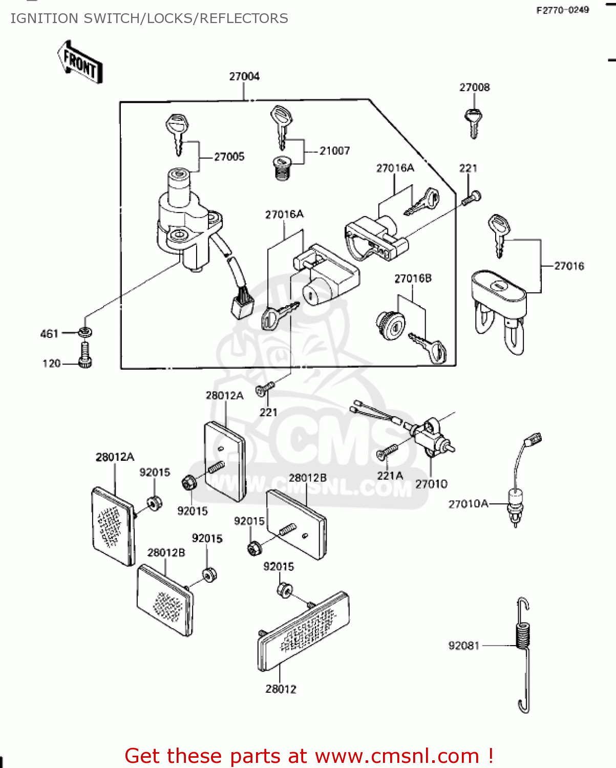 IGNITION SWITCH/LOCKS/REFLECTORS ZN1100B1 SHAFT 1984 USA CALIFORNIA CANADA / LTD