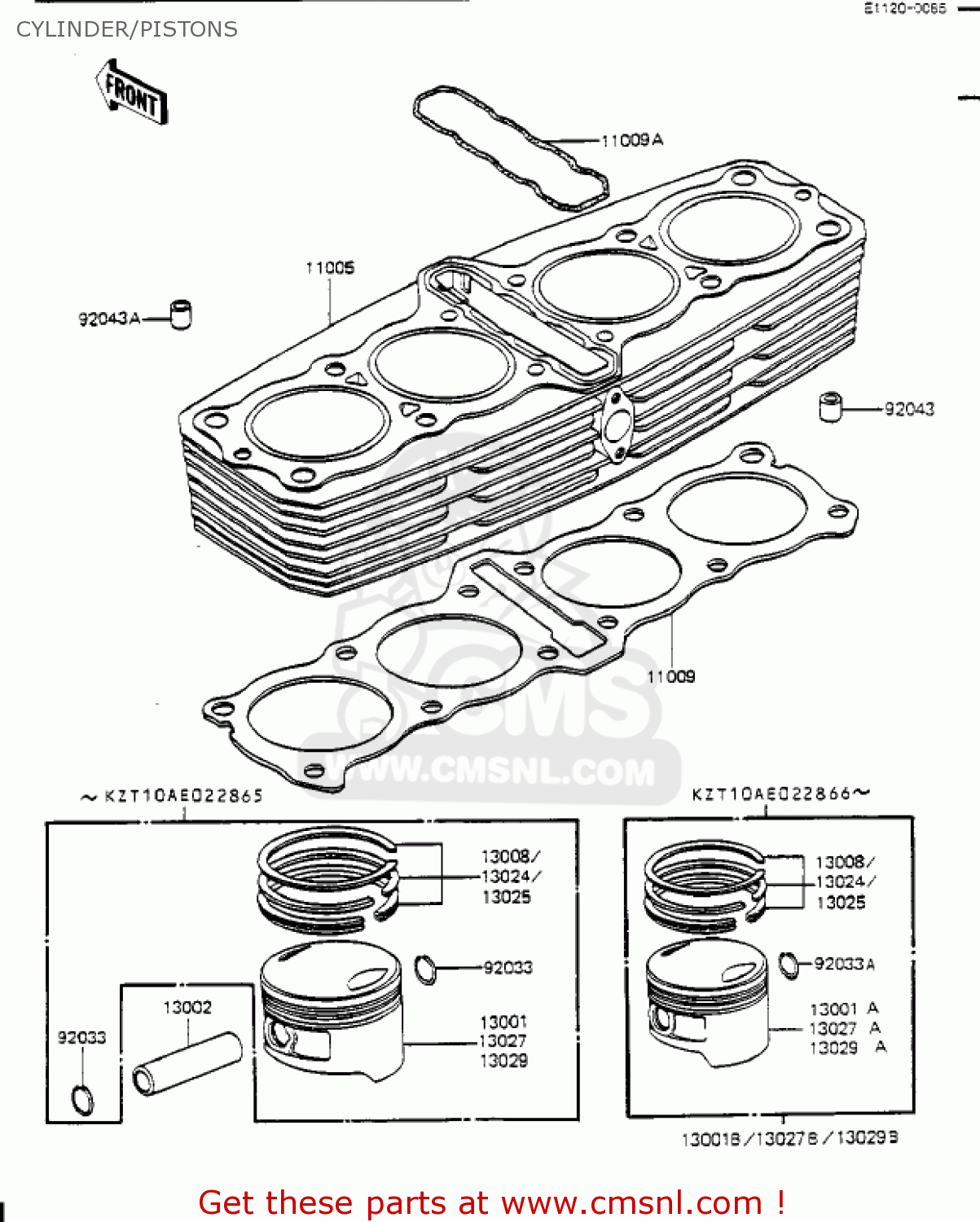 CYLINDER/PISTONS ZN1100B1 SHAFT 1984 USA CALIFORNIA CANADA / LTD