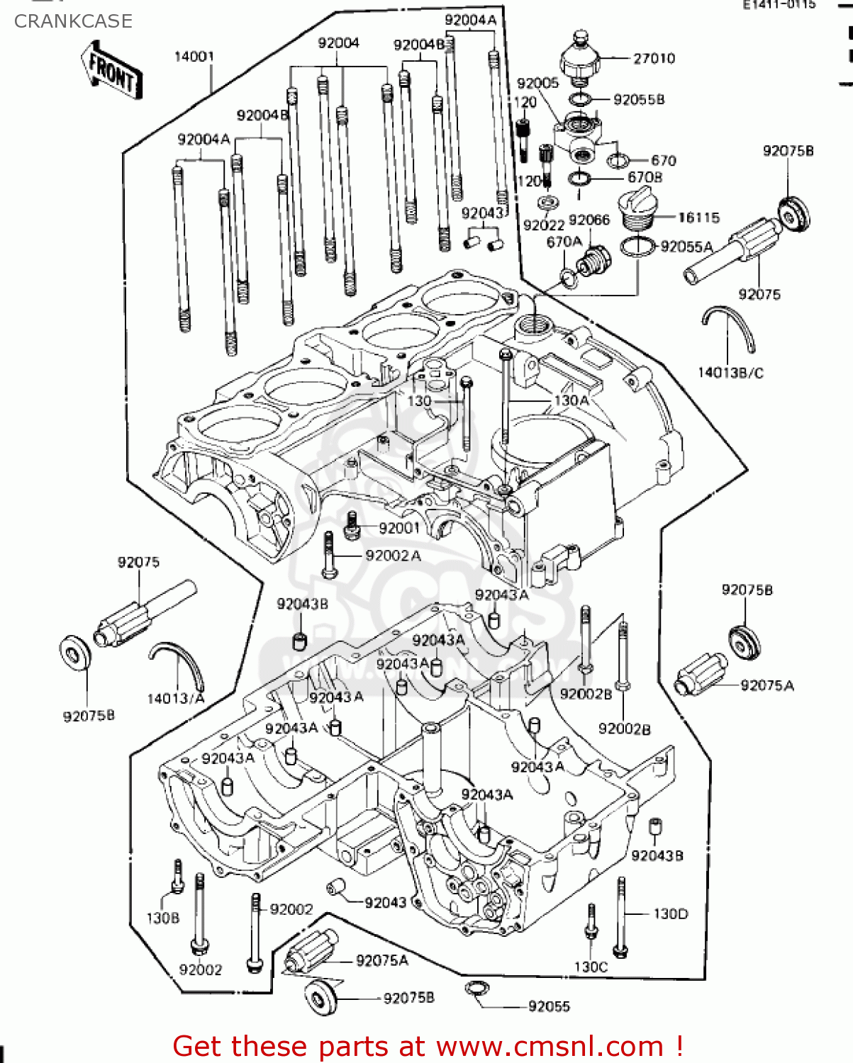 CRANKCASE ZN1100B1 SHAFT 1984 USA CALIFORNIA CANADA / LTD
