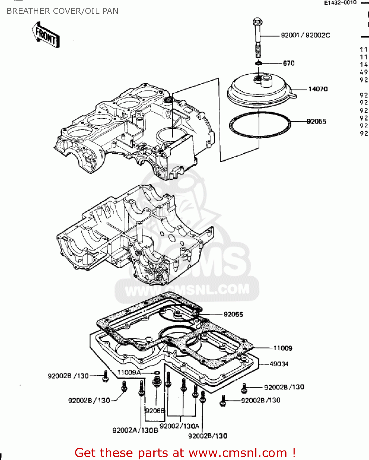 BREATHER COVER/OIL PAN ZN1100B1 SHAFT 1984 USA CALIFORNIA CANADA / LTD