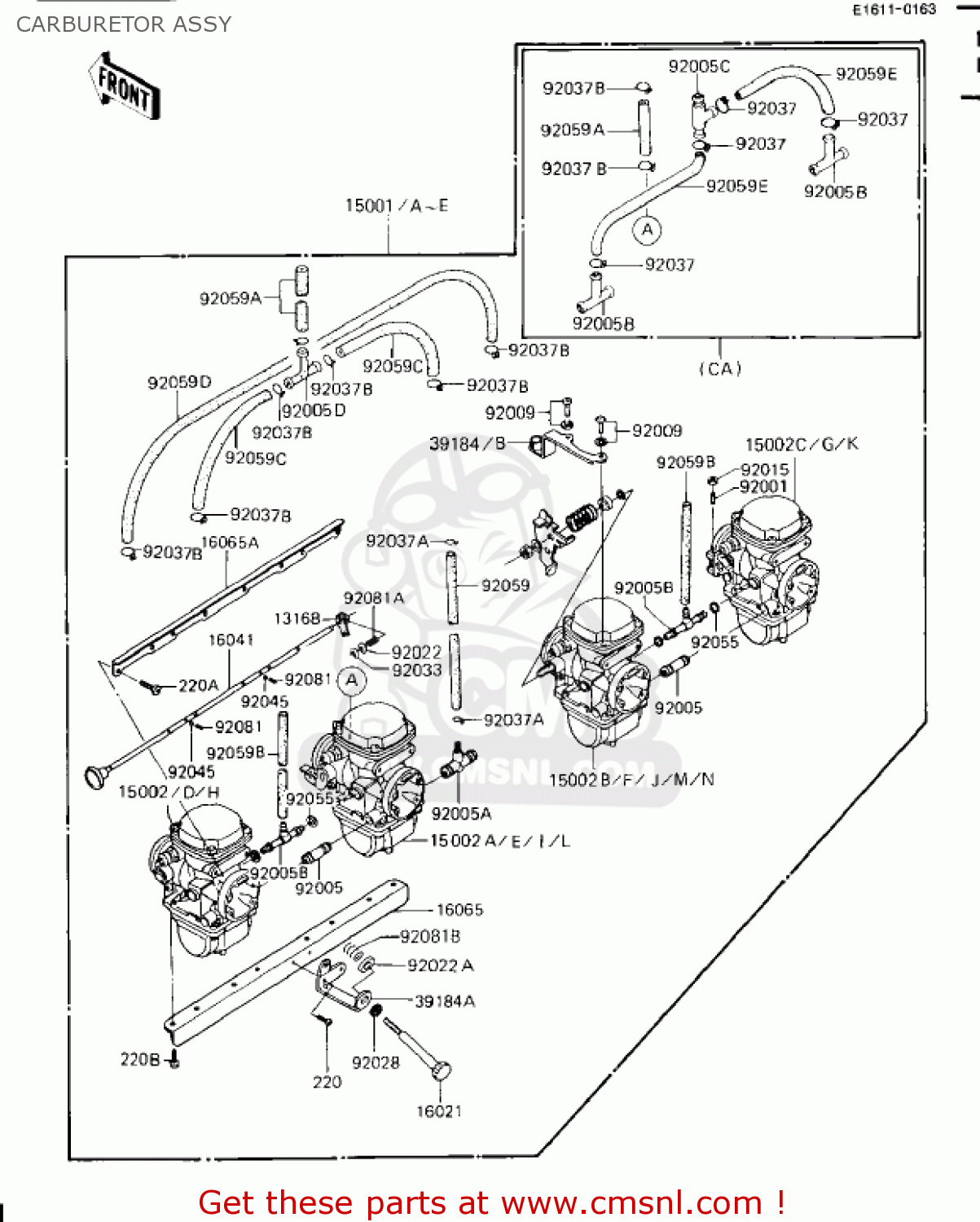 CARBURETOR ASSY ZN1100B1 SHAFT 1984 USA CALIFORNIA CANADA / LTD