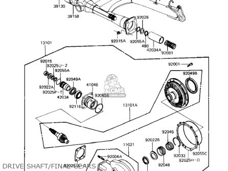 DRIVE SHAFT/FINAL GEARS - ZN1100B1 SHAFT 1984 USA CALIFORNIA CANADA / LTD