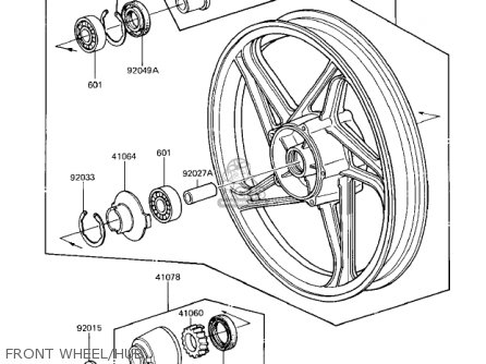 FRONT WHEEL/HUB - ZN1100B1 SHAFT 1984 USA CALIFORNIA CANADA / LTD