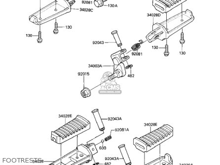 FOOTRESTS - ZN1100B1 SHAFT 1984 USA CALIFORNIA CANADA / LTD