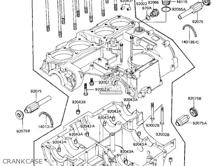 CRANKCASE - ZN1100B1 SHAFT 1984 USA CALIFORNIA CANADA / LTD