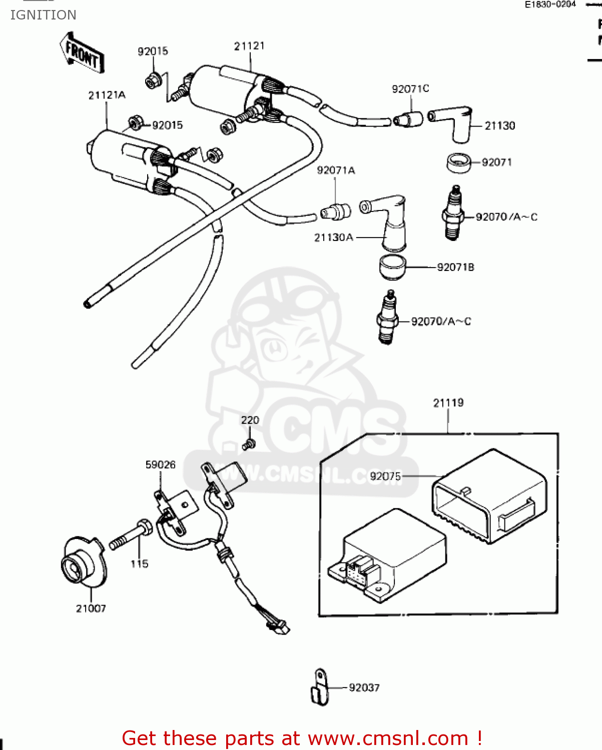 IGNITION ZN1100B2 SHAFT 1985 USA CALIFORNIA CANADA / LTD