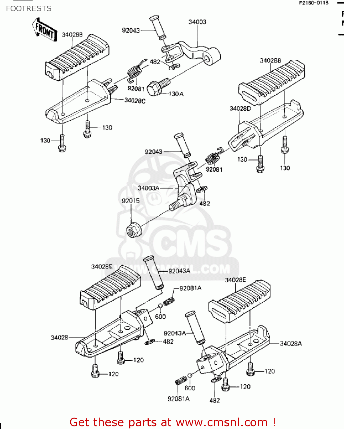 FOOTRESTS ZN1100B2 SHAFT 1985 USA CALIFORNIA CANADA / LTD