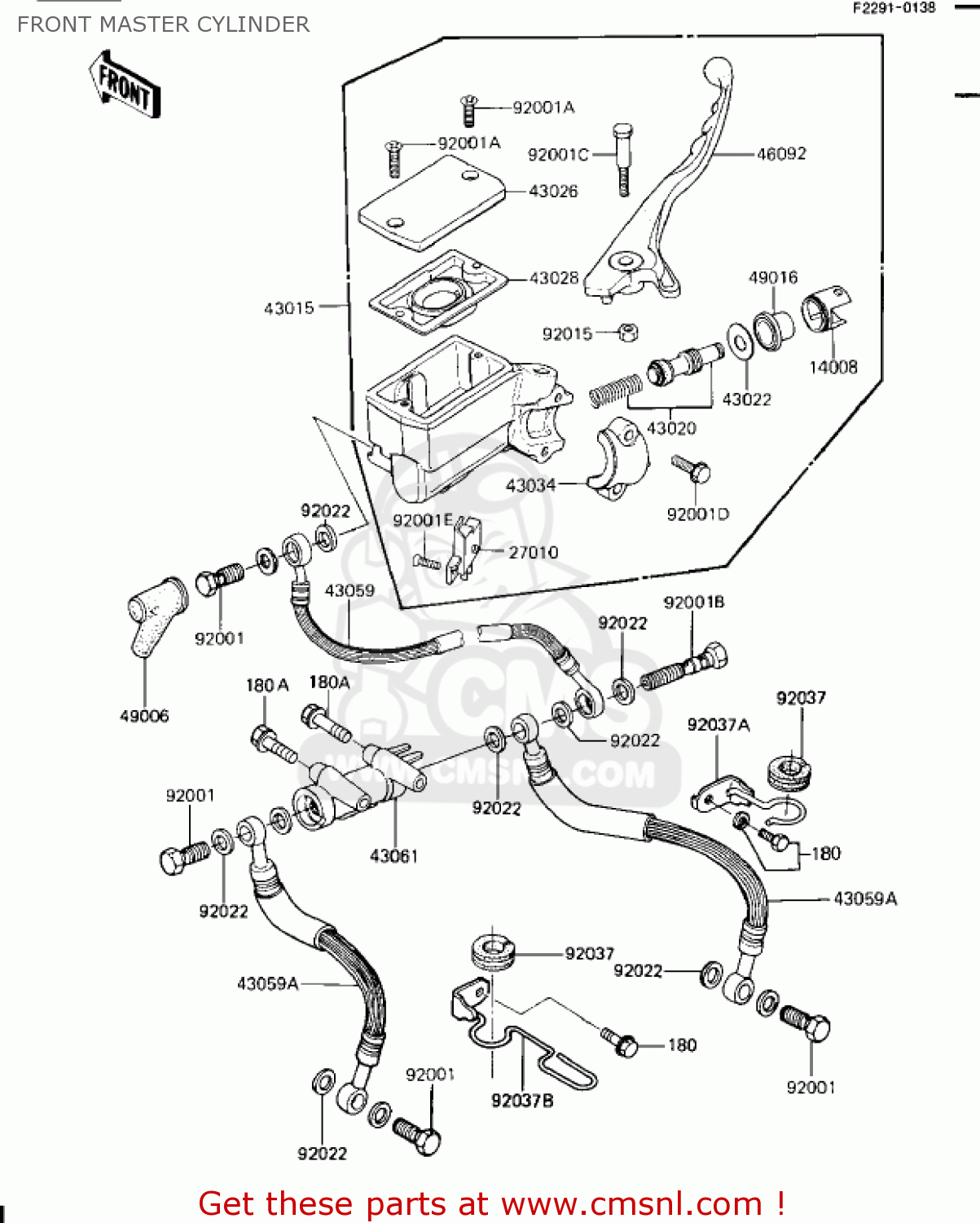 FRONT MASTER CYLINDER ZN1100B2 SHAFT 1985 USA CALIFORNIA CANADA / LTD