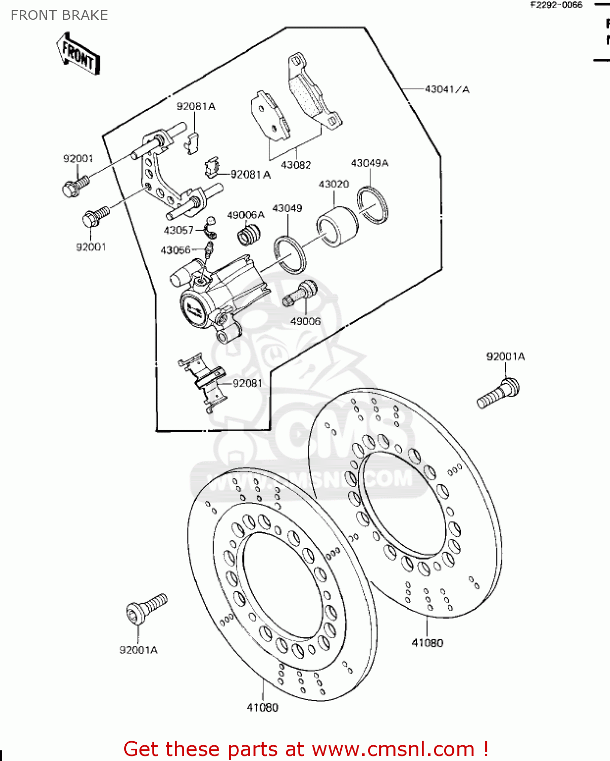 FRONT BRAKE ZN1100B2 SHAFT 1985 USA CALIFORNIA CANADA / LTD