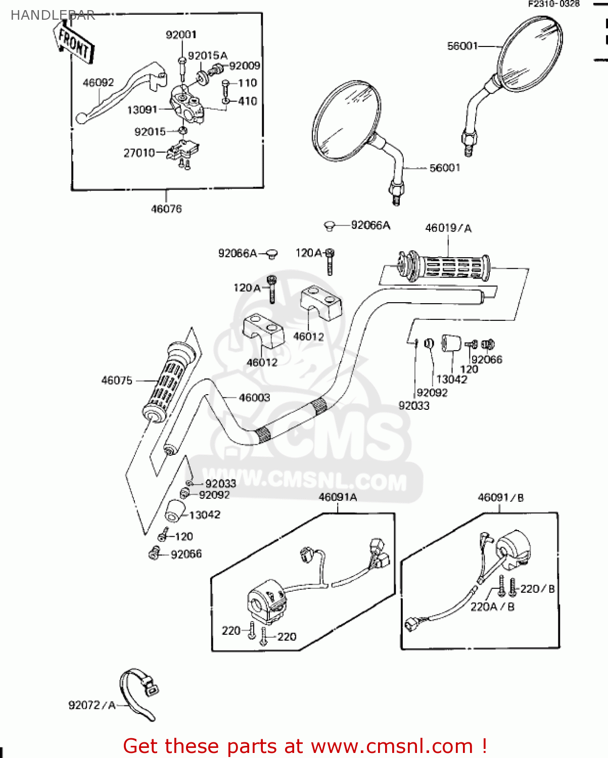 HANDLEBAR ZN1100B2 SHAFT 1985 USA CALIFORNIA CANADA / LTD