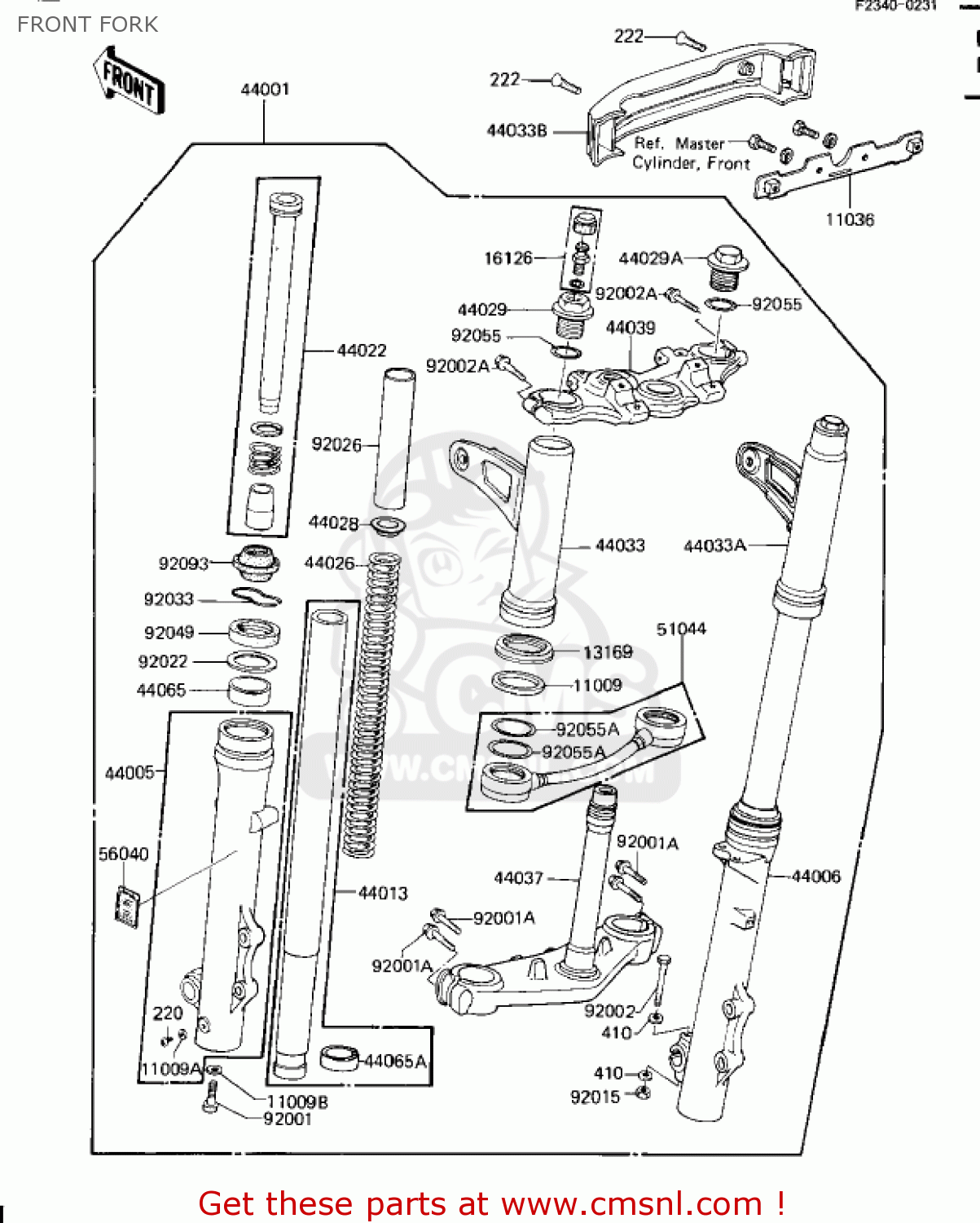 FRONT FORK ZN1100B2 SHAFT 1985 USA CALIFORNIA CANADA / LTD