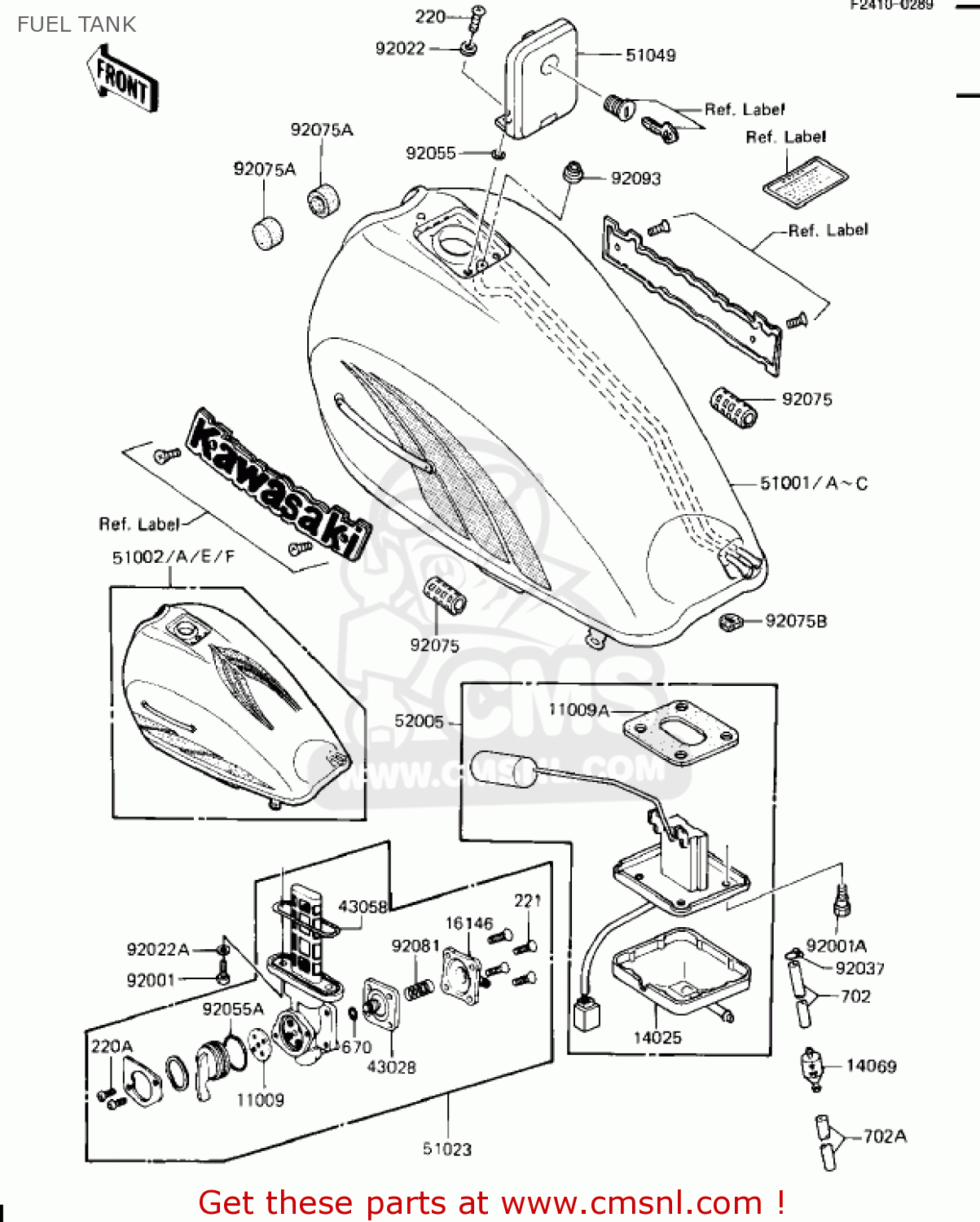 FUEL TANK ZN1100B2 SHAFT 1985 USA CALIFORNIA CANADA / LTD